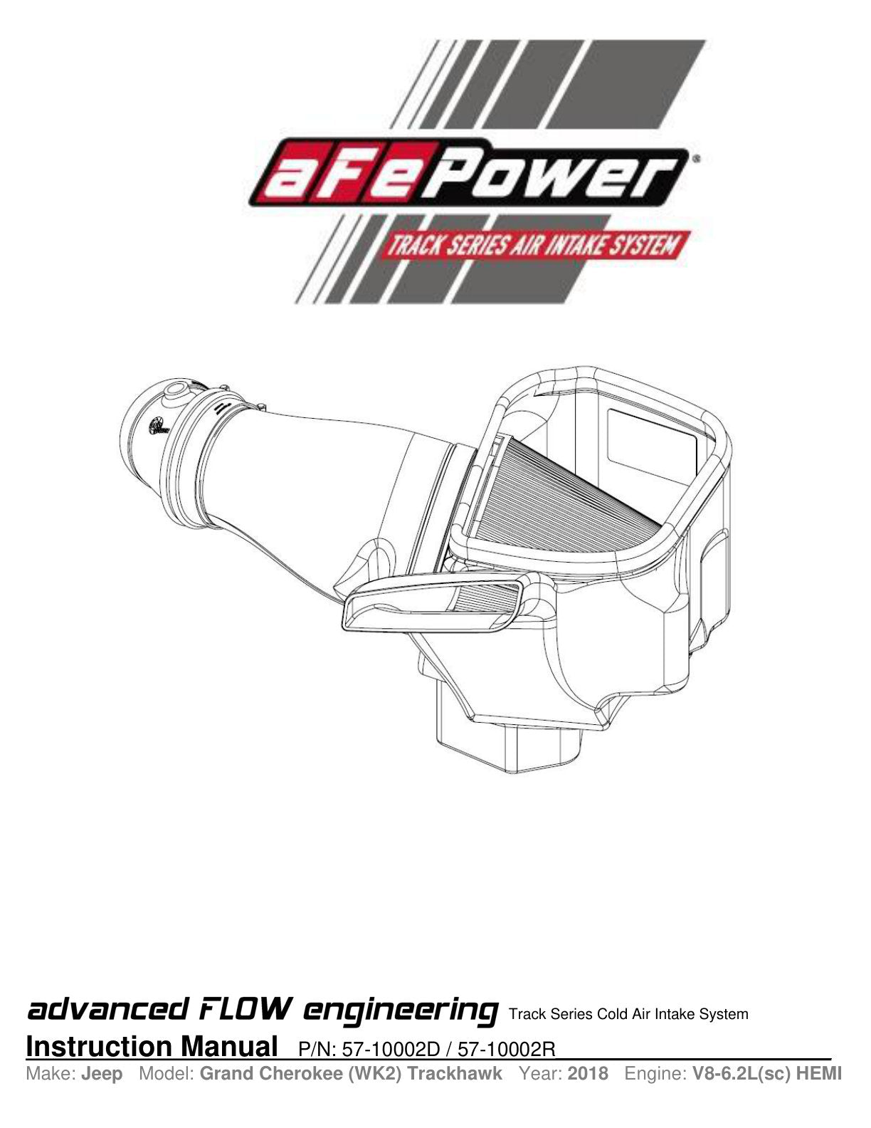 aFe 7" Carbon Fiber Pro Dry S AIS Intake | Jeep Grand Cherokee Trackhawk 2018 (57-10002D)