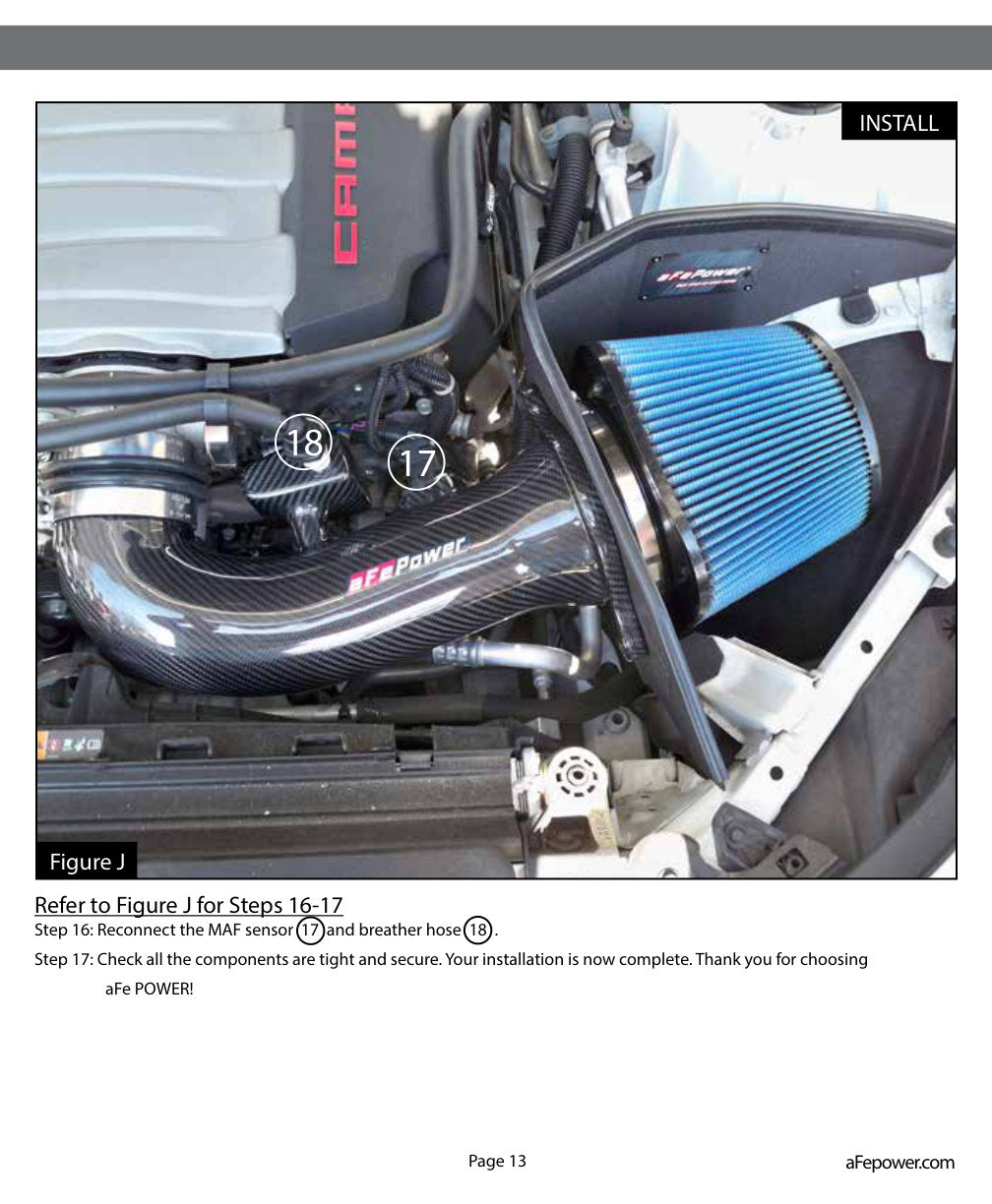 aFe Track Series Carbon Fiber Pro 5R AIS Intake | Chevrolet Camaro SS 2016-2019 (57-10005R)