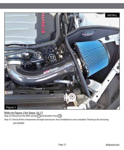 aFe Track Series Carbon Fiber Pro 5R AIS Intake | Chevrolet Camaro SS 2016-2019 (57-10005R)