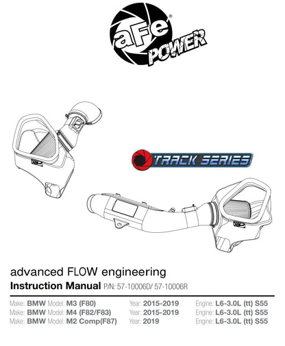aFe Track Series Stg 2 Carbon Fiber Intake w/ Pro 5R Media | BMW M3/M4 (15-20) (57-10006R)