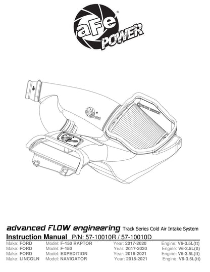 aFe Track Series Carbon Fiber Cold Air Intake w/ Pro 5R Filter | Ford F-150/Raptor (57-10010R)