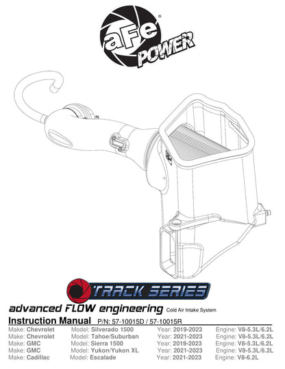 aFe Track Series Carbon Fiber Cold Air Intake w/ Pro Dry S Filter | GM Trucks 5.3L/6.2L (19-21) (57-10015D)
