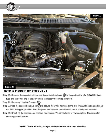 aFe Track Series Carbon Fiber Cold Air Intake w/ Pro Dry S Filter | GM Trucks 5.3L/6.2L (19-21) (57-10015D)