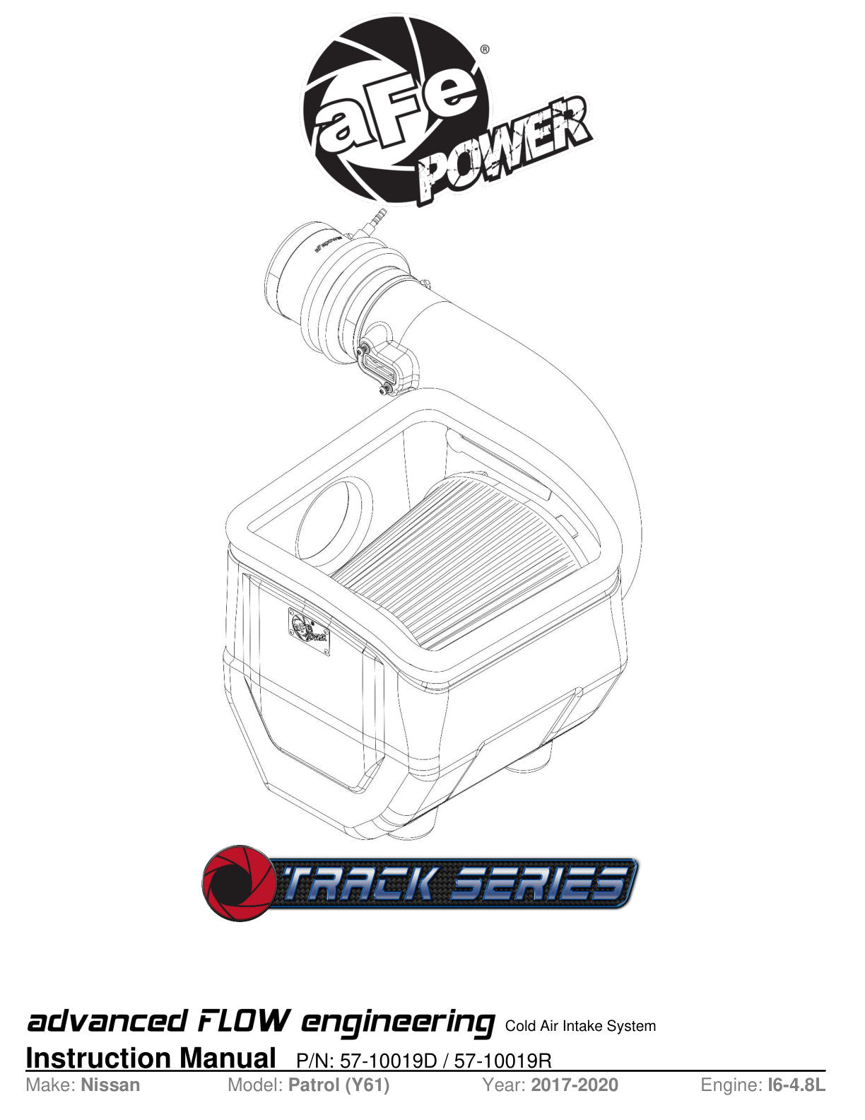 aFe 57-10019D Track CF Intake System w/Pro DRY S Filter for Nissan Patrol