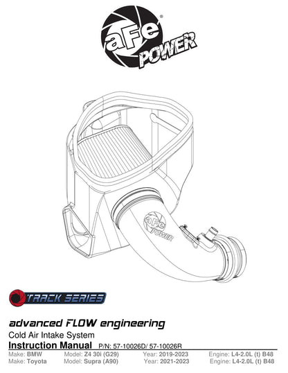 aFe Track Series Carbon Fiber Cold Air Intake w/ Pro 5R Filter | BMW Z4 30i L4-2.0L (19-22) (57-10026R)