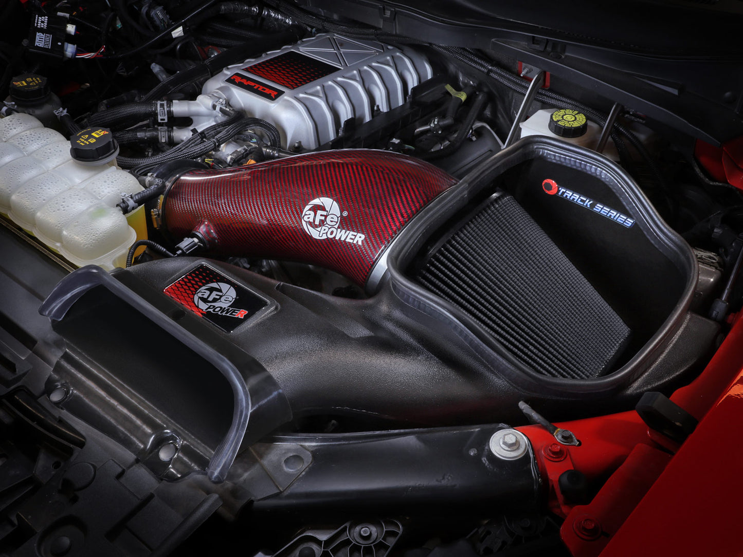 aFe Red Carbon Track Series Air Intake w/P5R Filter | Ford F150 Raptor R (23-24) (57-10030KR)