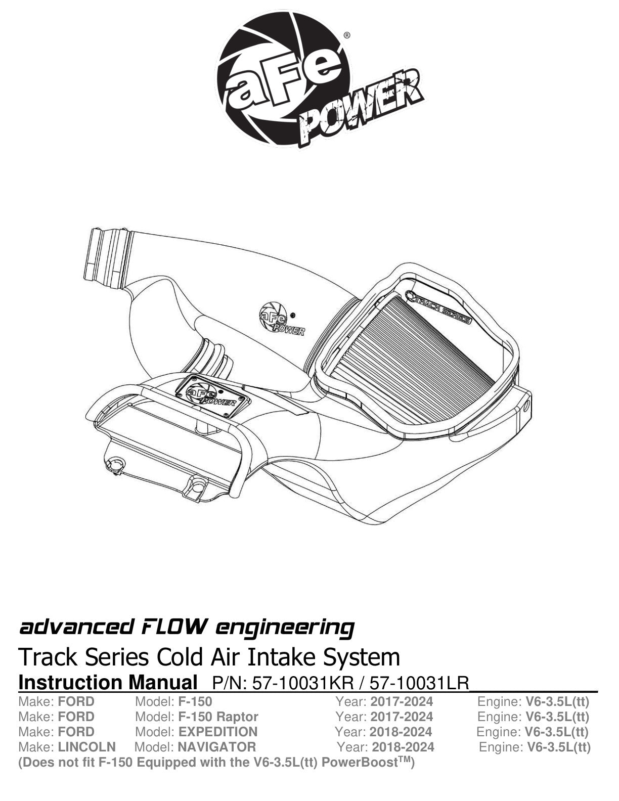 aFe 17-24 F-150 Track Series Red Kevlar C/F Intake | Ford F-150/Expedition (18-26) (57-10031KR)