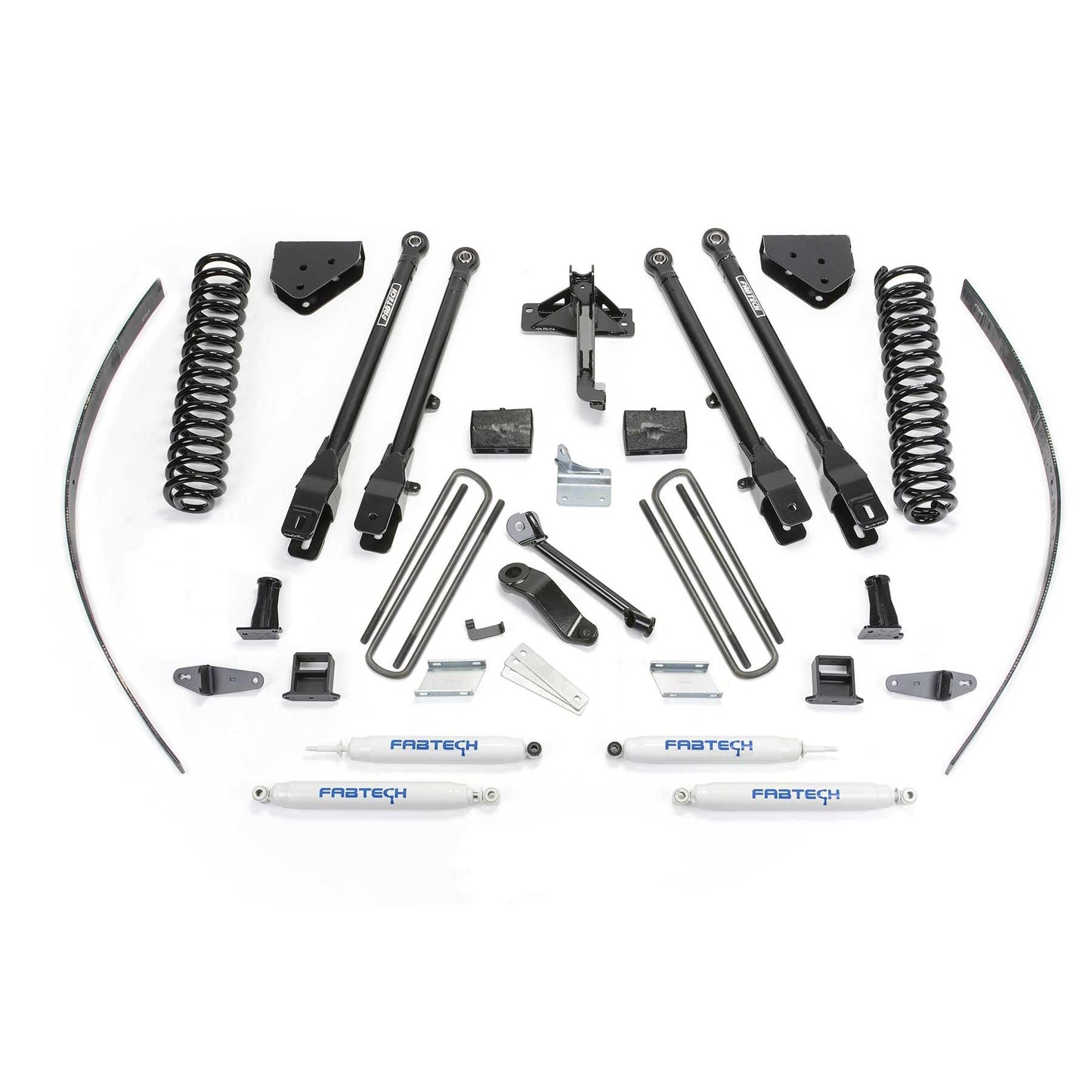 Fabtech 8in 4-Link Suspension System w/ Coils & Performance Shocks w/ Factory Overload | Ford F250 4WD (08-16) (K2126)