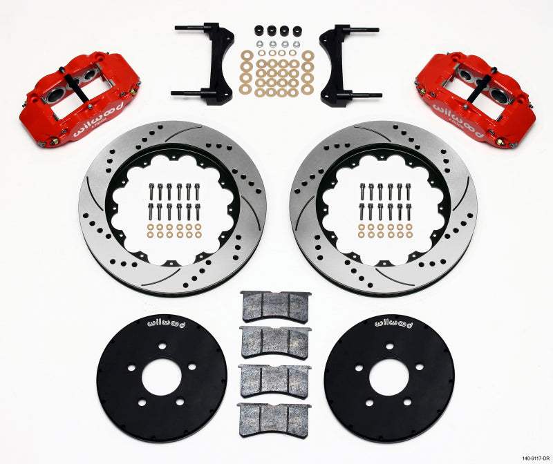 Wilwood Narrow Superlite 6R Front Hat Kit 14.00in Drill Red 1994-2004 Mustang