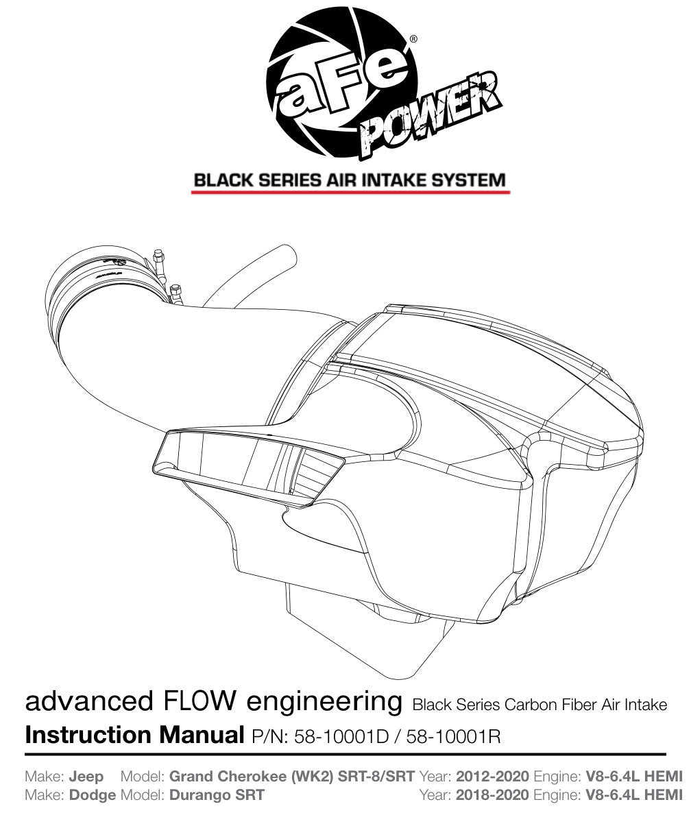 aFe Black Series Carbon Fiber Cold Air Intake | Jeep Grand Cherokee SRT8 (12-19) (58-10001D)