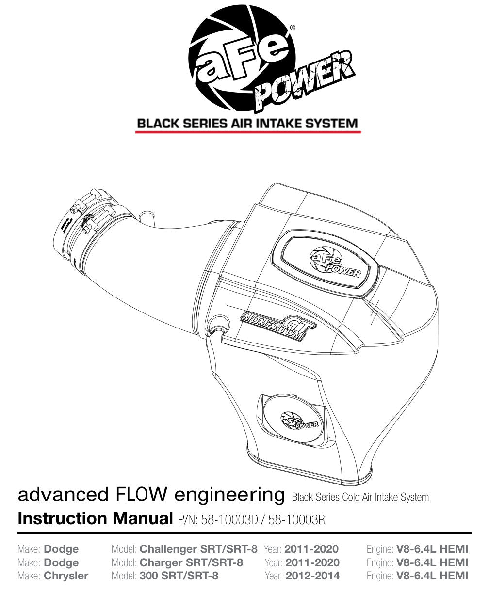 aFe Black Series Carbon Fiber Pro 5R Intake | Dodge Charger SRT8 (11-19) / 6.4L HEMI (58-10003R)