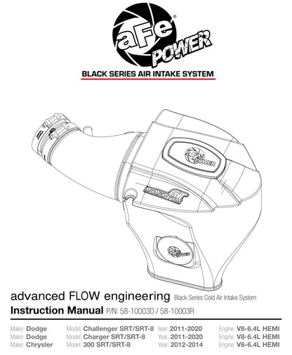 aFe Black Series Carbon Fiber Pro 5R Intake | Dodge Charger SRT8 (11-19) / 6.4L HEMI (58-10003R)