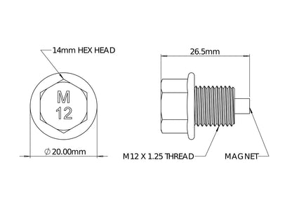aFe POWER Magnetic Drain Plug M12 x 1.25 | Universal (59-04005)