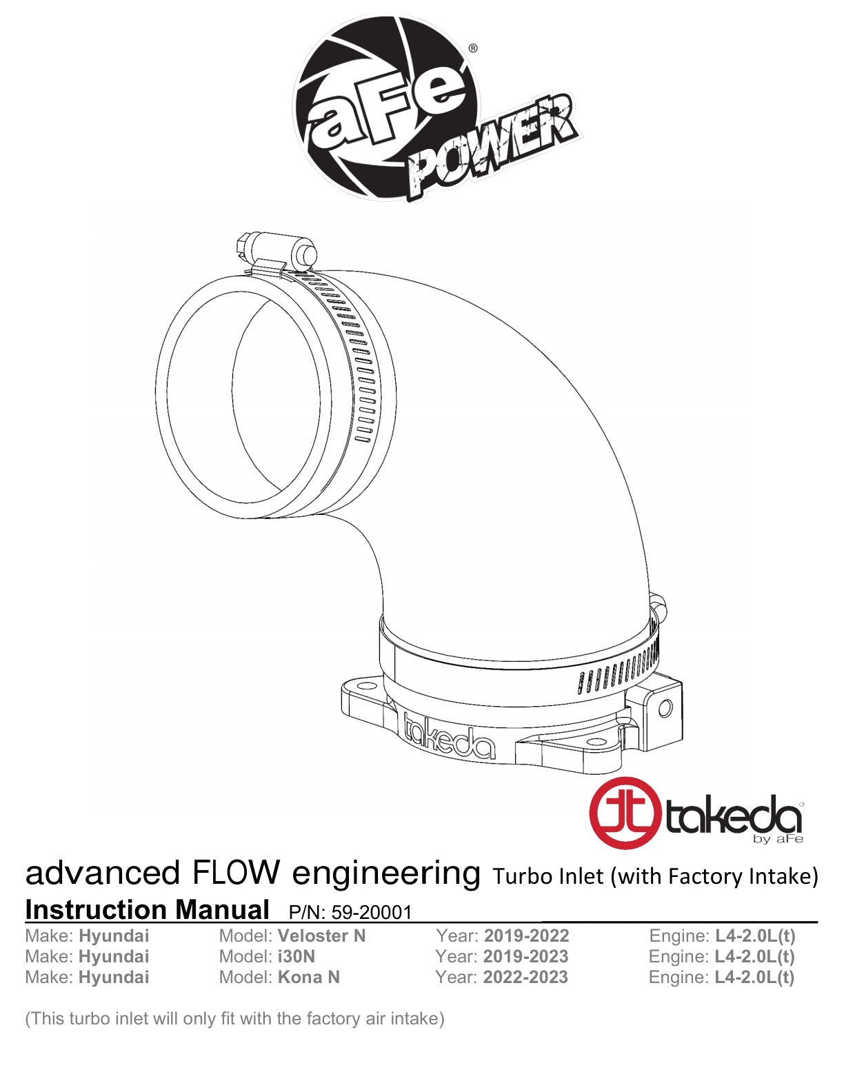 aFe Turbo Inlet Adapter | Hyundai Veloster N 2.0L (19-20) (59-20001)