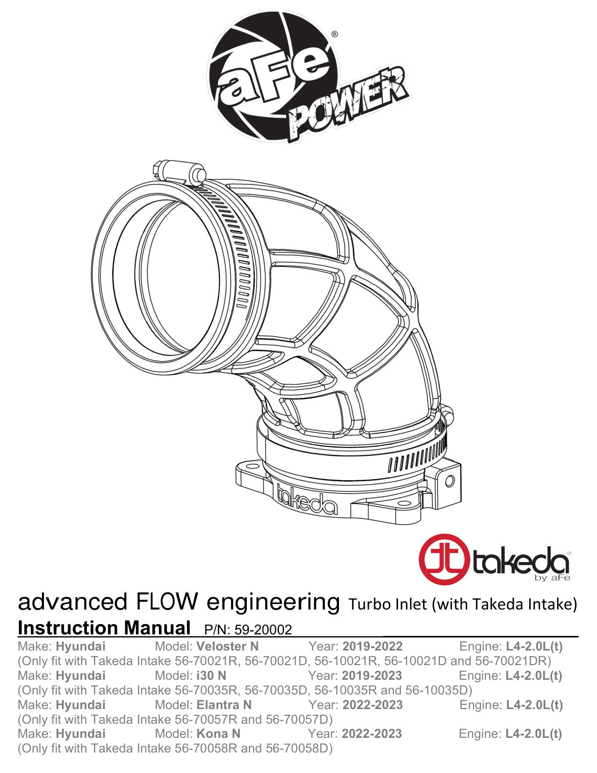 aFe Turbo Inlet w/ Takeda Intake | Hyundai Veloster N 2019-2020 (59-20002)