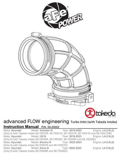 aFe Turbo Inlet w/ Takeda Intake | Hyundai Veloster N 2019-2020 (59-20002)