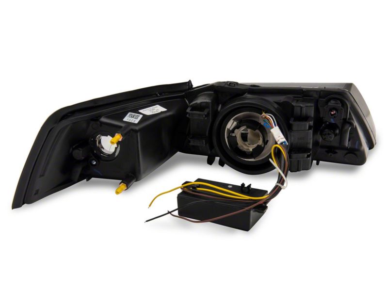 Raxiom 99-04 Ford Mustang Axial Headlights w/ Seq LED Bar Blk (422713)