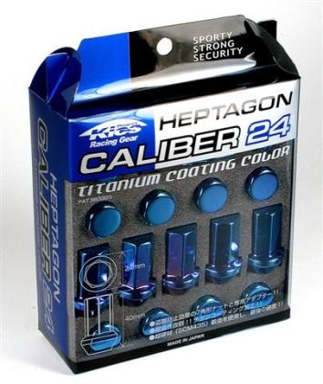 Project Kics Heptagon Caliber 24 Lug Nuts Titanium Blue 12X1.25 (20pcs No Locks)