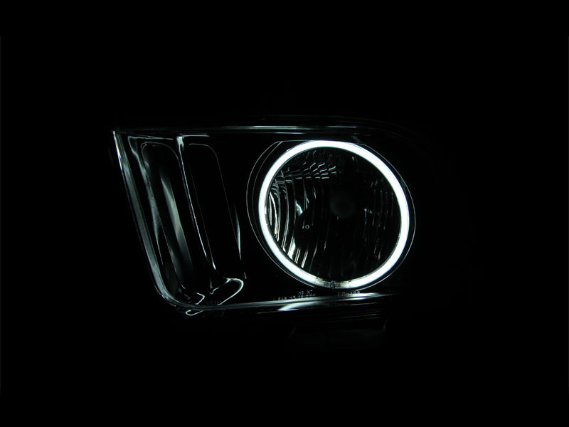ANZO 05-09 Ford Mustang Crystal Headlights w/Halo Black CCFL Pair | Mustang (121033)