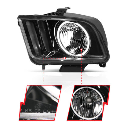 ANZO 05-09 Ford Mustang Crystal Headlights w/Halo Black CCFL Pair | Mustang (121033)
