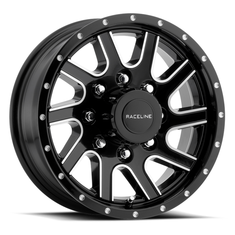 (set of 4) Raceline 820 Twisted Black & Machined | 15x5" +0mm | 5x114.3mm Wheel