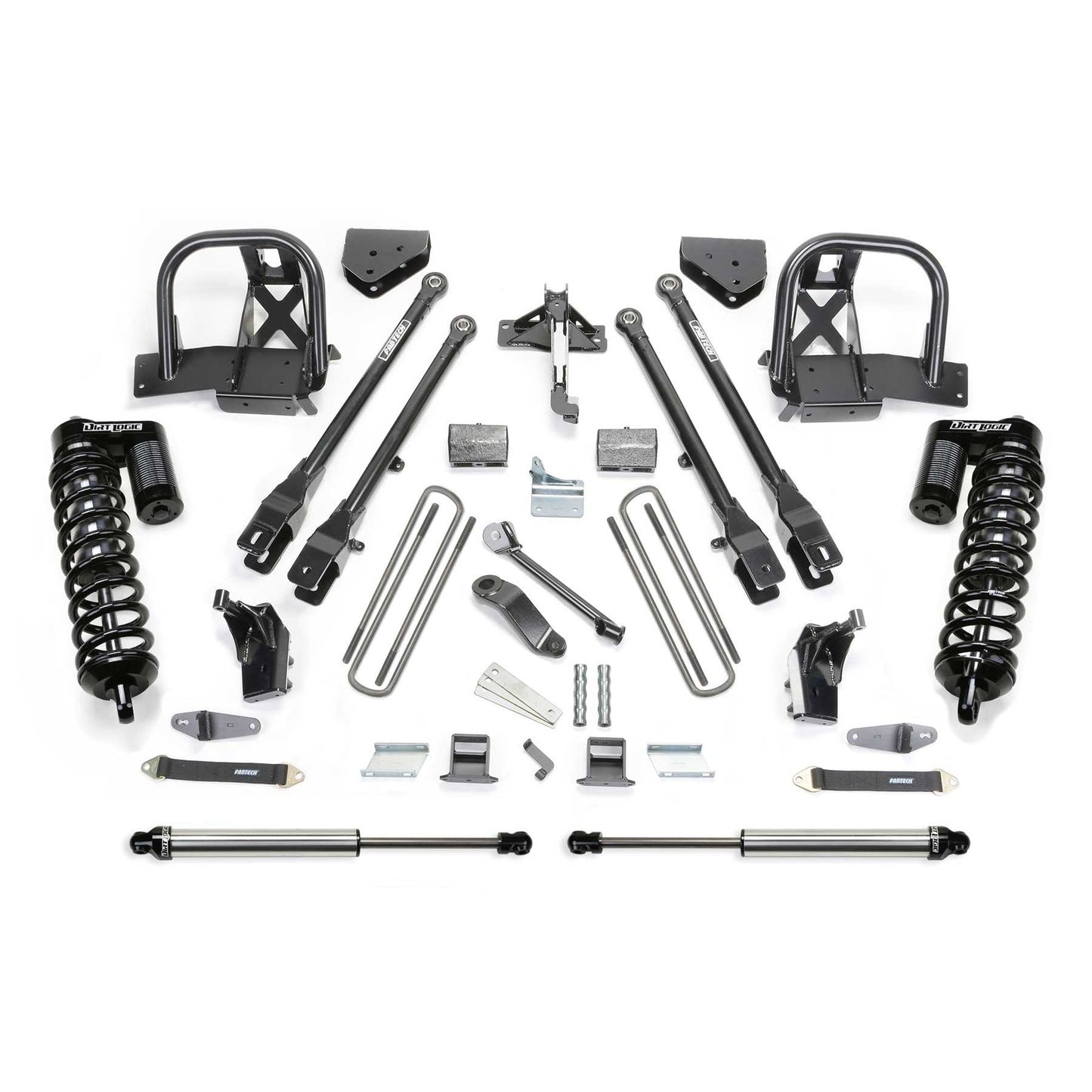 Fabtech 6" 4-Link Suspension System w/ DLSS 4.0 Coilover & Rear DLSS | Ford F350/450 4WD 8 Lug (11-16) (K2146DL)