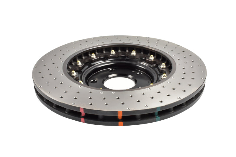 DBA 5000 Series 2-Piece Drilled Front Rotor w/ Black Hat | Hyundai Kona N (22-23) (DBA53148BLKXD)