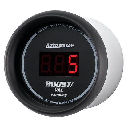 AutoMeter Black 52mm 30 In Hg.-Vac./30 PSI Digital Vacuum/Boost Gauge (6359)
