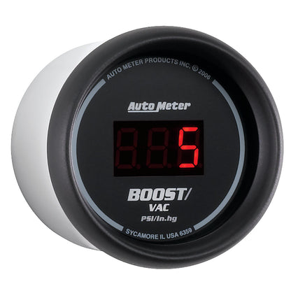 AutoMeter Black 52mm 30 In Hg.-Vac./30 PSI Digital Vacuum/Boost Gauge (6359)