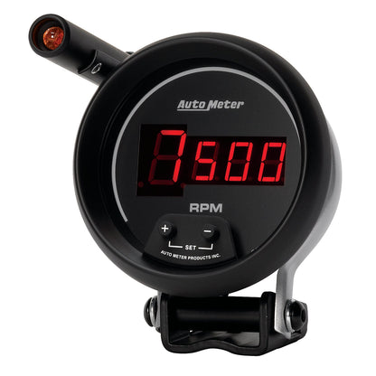 AutoMeter Quick-Lite Digital 10K RPM Pedestal Mount 3 3/4in Tachometer Black Dial w/ Red LED (6399)