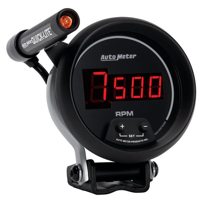 AutoMeter Quick-Lite Digital 10K RPM Pedestal Mount 3 3/4in Tachometer Black Dial w/ Red LED (6399)