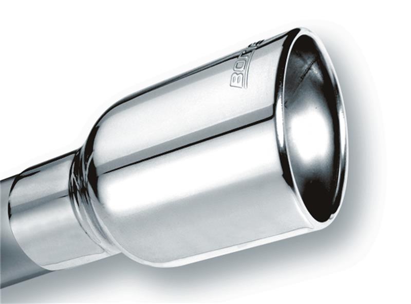 Borla 2.5in Inlet 4.25x3.5in Oval Rolled Angle-Cut SS Exhaust Tip w/Clamp | Universal (20155)
