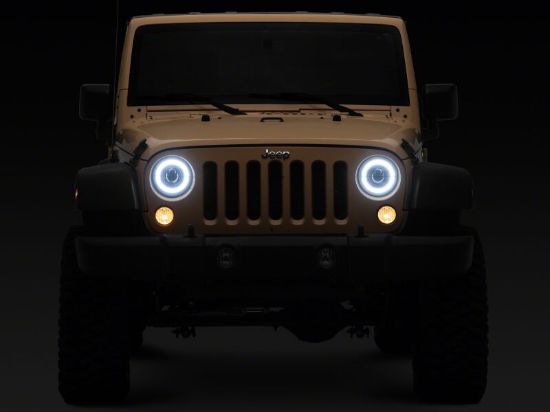 Raxiom 07-08 Jeep Wrangler JK HiOutput LED Headlights Angel Eye DRL Black (J211420)