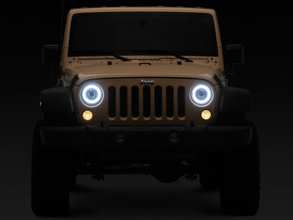 Raxiom 07-08 Jeep Wrangler JK HiOutput LED Headlights Angel Eye DRL Black (J211420)