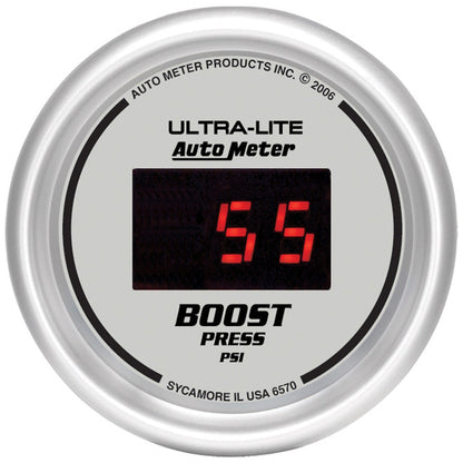 AutoMeter Ultra-Lite 2-1/16in 5-60 PSI Digital Boost Pressure Gauge - Silver (6570)