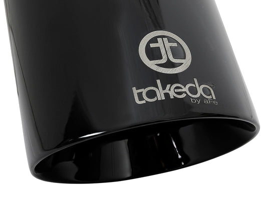 aFe Takeda 409 SS Clamp-On Exhaust Tip 2.5in. Inlet / 4.5in. Outlet / 9in. L - Black