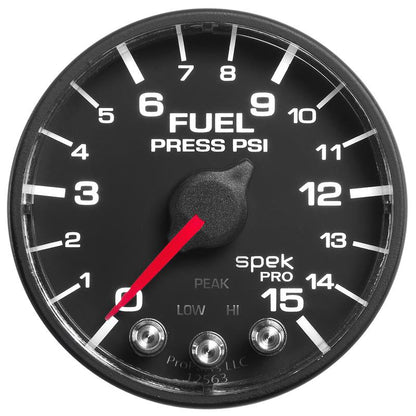 Autometer Spek-Pro 2 & 1/16" Fuel Press Gauge 15PSI
