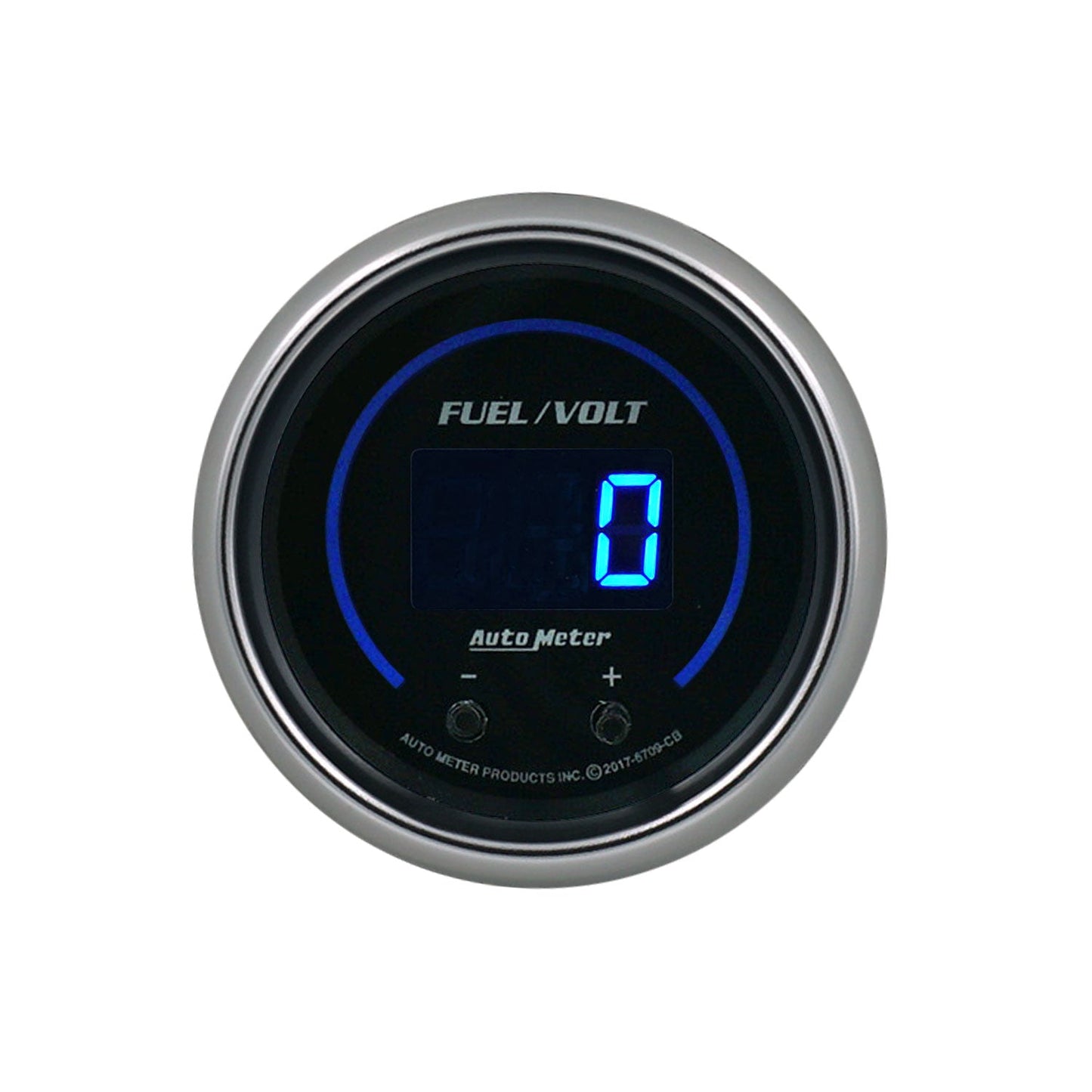 AutoMeter 52.4mm Black Switchable 0-100 Fuel Level / 8-18V Voltmeter Cobalt Elite Digital Gauge (6709-CB)