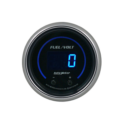 AutoMeter 52.4mm Black Switchable 0-100 Fuel Level / 8-18V Voltmeter Cobalt Elite Digital Gauge (6709-CB)