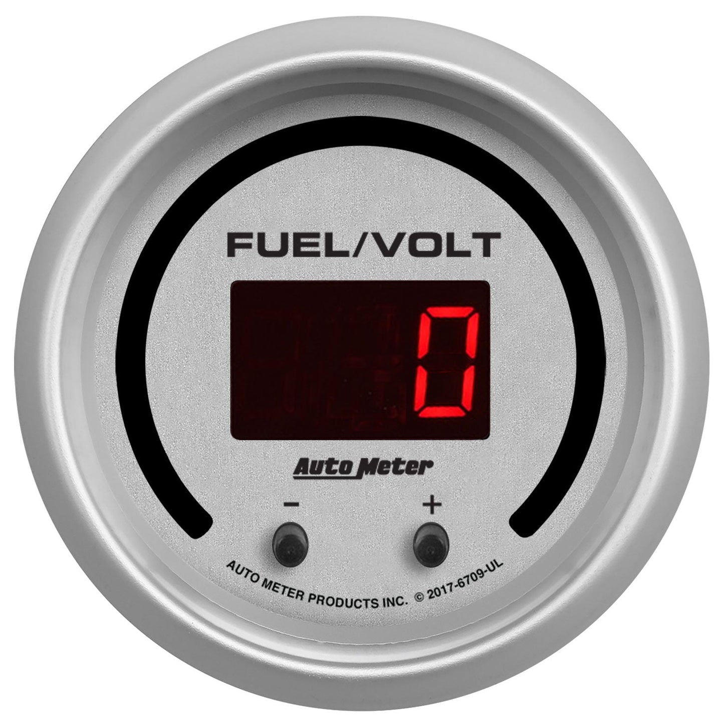 AutoMeter 52.4mm Silver Switchable 0-100 Fuel Level/8-18V Voltmeter Ultra-Lite Elite Digital Gauge (6709-UL)