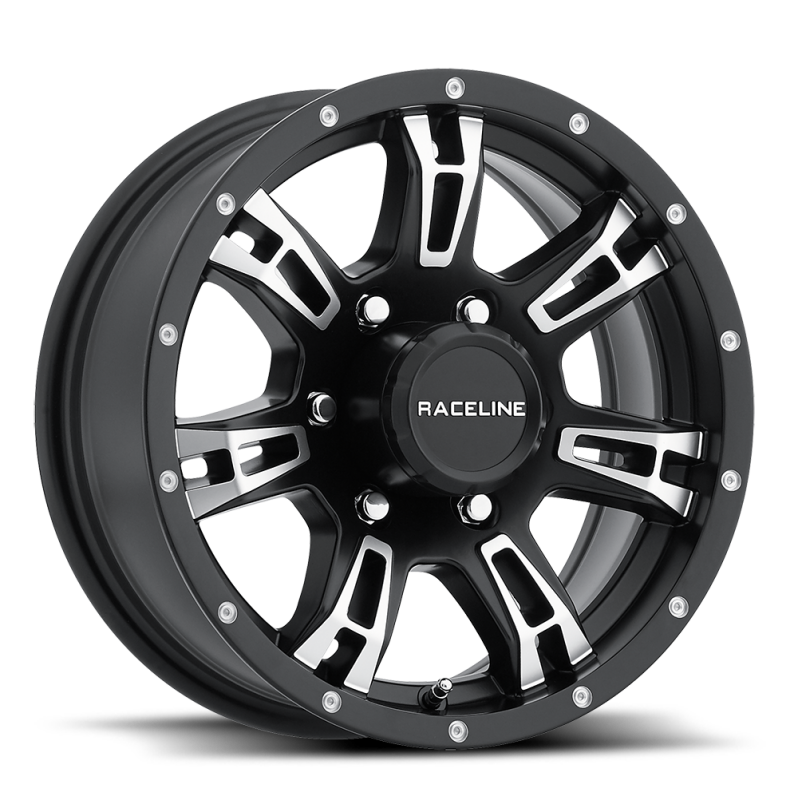 (set of 4) Raceline 840 Arsenal Black & Machined | 15x6" +0mm | 6x139.7mm Wheel