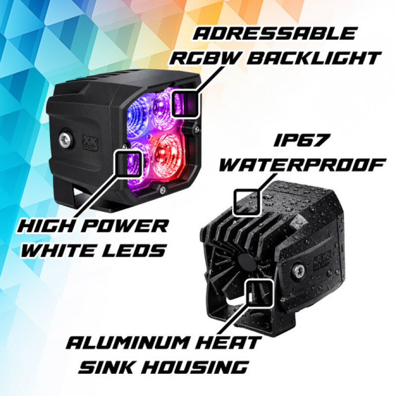 XKGlow MX-CUBE-D-KIT XKmax RGBW LED Cube Light Kit Driving Beam 2pc