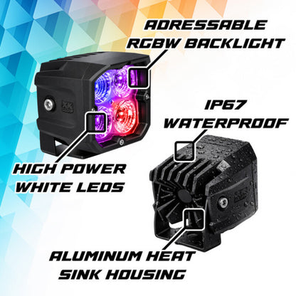 XKGlow MX-CUBE-D-KIT XKmax RGBW LED Cube Light Kit Driving Beam 2pc