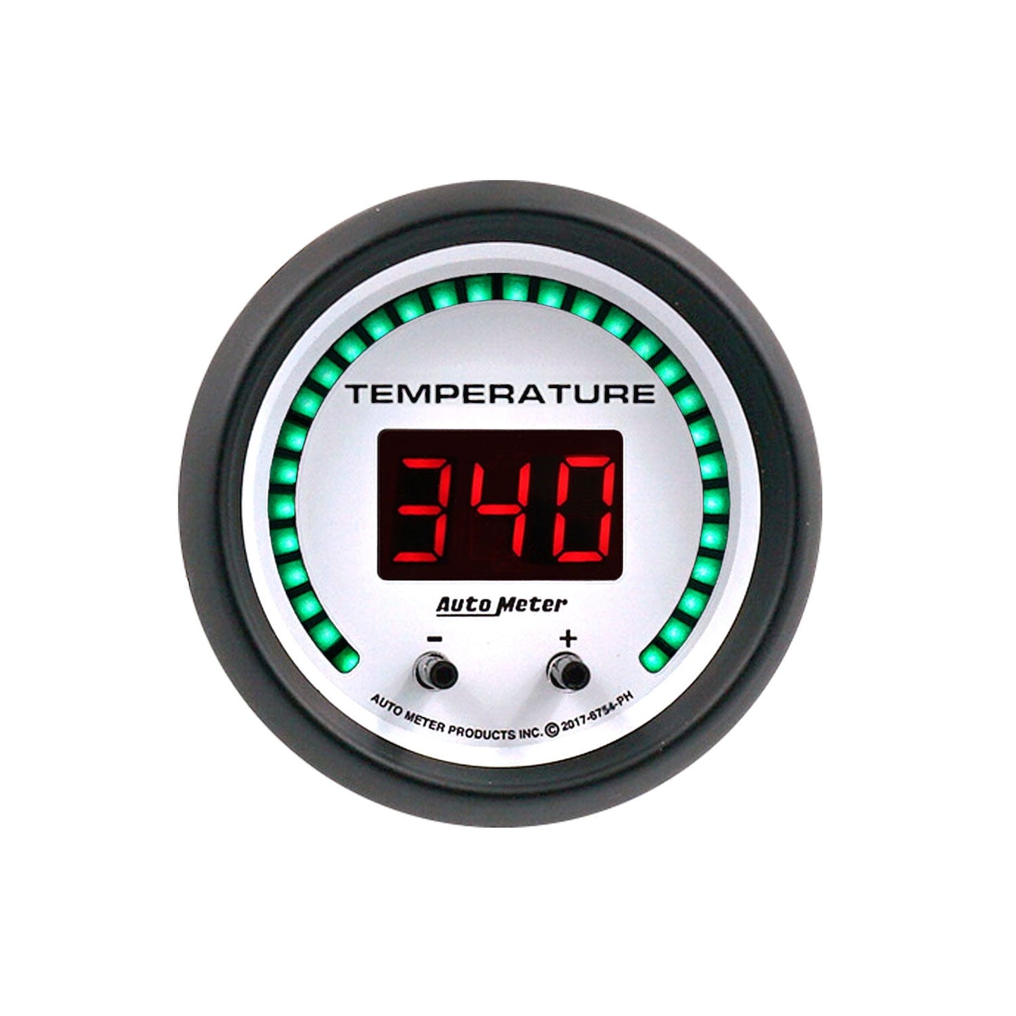 AutoMeter 52.4mm White Switchable 60-340 Degrees F / 40-170 Degrees C Phantom Elite Digital Gauge (6754-PH)