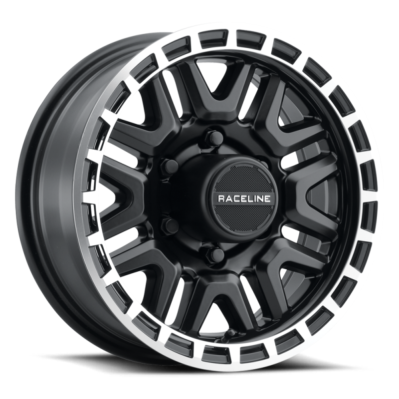 (set of 4) Raceline 953 Krank Black & Machined | 15x6" +0mm | 6x139.7mm Wheel