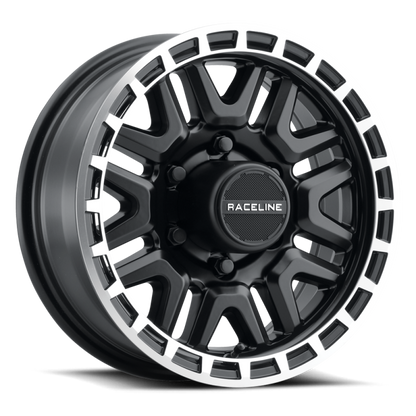 (set of 4) Raceline 953 Krank Black & Machined | 15x6" +0mm | 6x139.7mm Wheel
