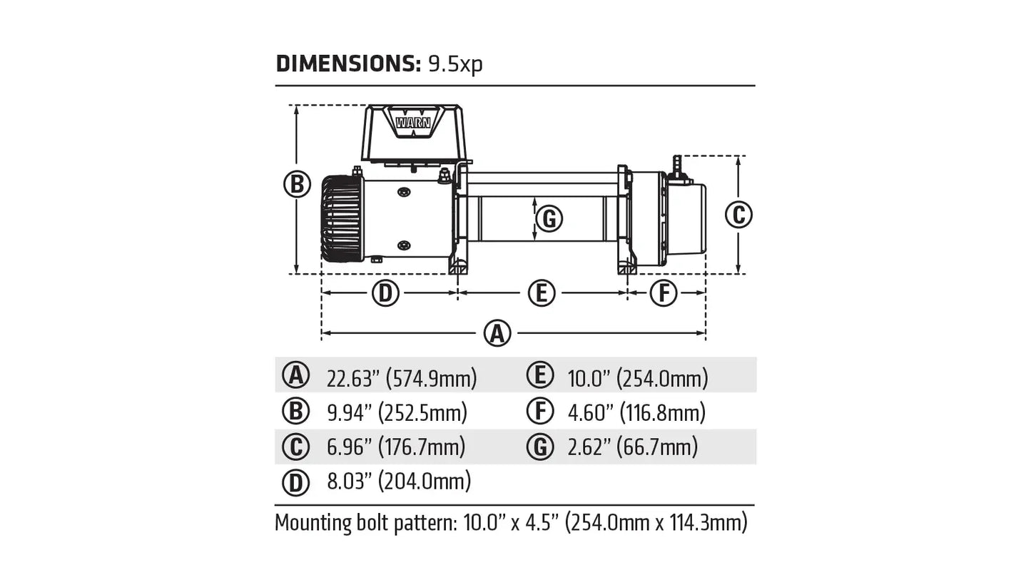 WARN 68500 9.5XP 9500lb 6HP Ultimate Performance Winch 12V 100' 5/16 Wire Rope