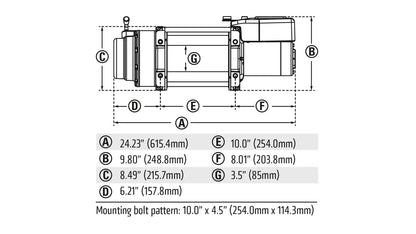 WARN 68801 16.5ti 16500 lb Winch 90' 7/16 Steel Cable Rope Heavy Series