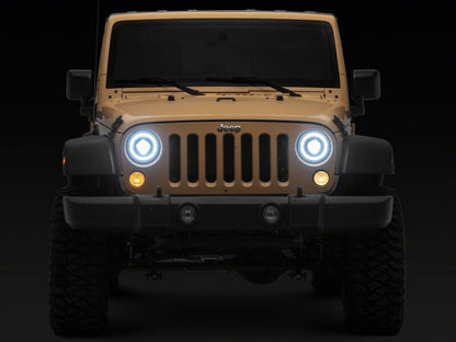 Raxiom 07-08 Jeep Wrangler JK HiOutput LED Headlights Angel Eye DRL Black (J211420)