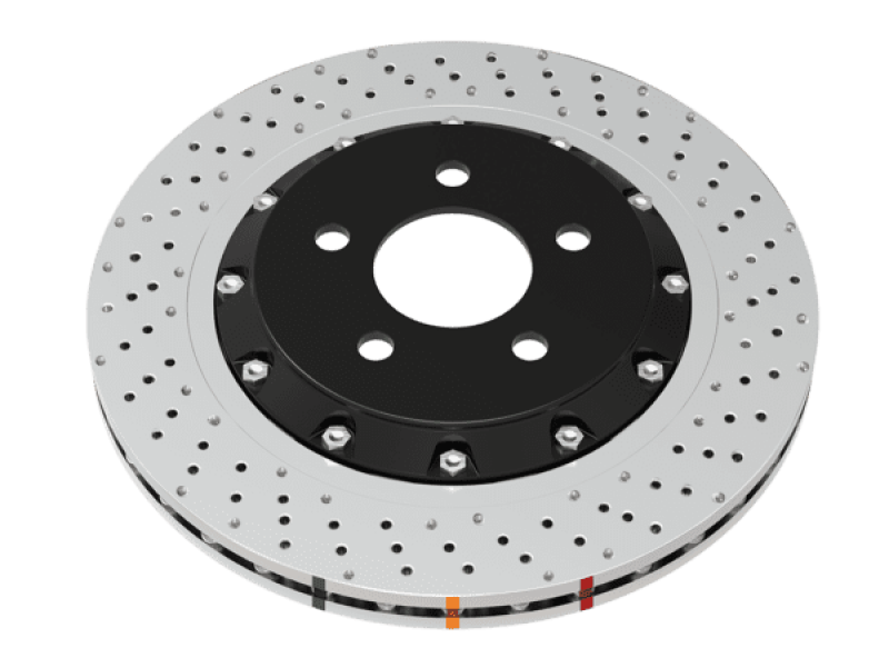 DBA 5000 Series 2-Piece Drilled Front Rotor w/ Black Hat | Ford Focus RS (16-18) (DBA52968BLKXD)